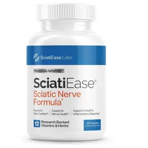 SciatiEase Labs Sciatic Nerve Health Support Supplement Formula with AlphaPalm Pea Vitamin B Complex & Alpha Lipoic Acid 300mg 120 Capsules