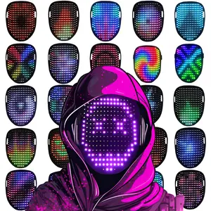 Halloween LED Mask with 50 Gesture Sensing Changeable Lighted Face, Unisex LED Transforming Masquerade for Costume Cosplay Party Plastic Rgb