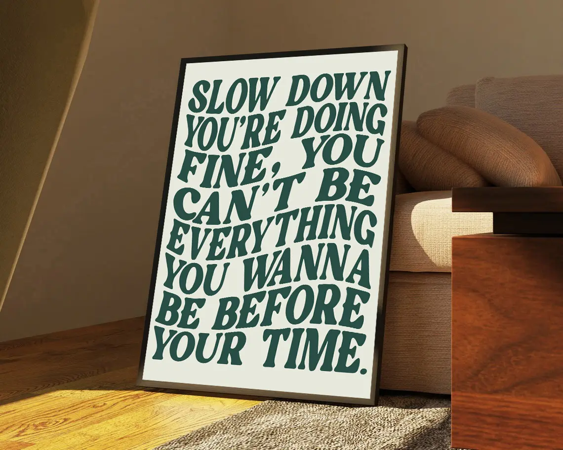 Vienna Song Lyrics Art, Slow Down You're Doing Fine Poster, Song Lyrics Print - Music Wall Art - Disco Pop 70s Poster Decor Retro Decor Retro Room Prop
