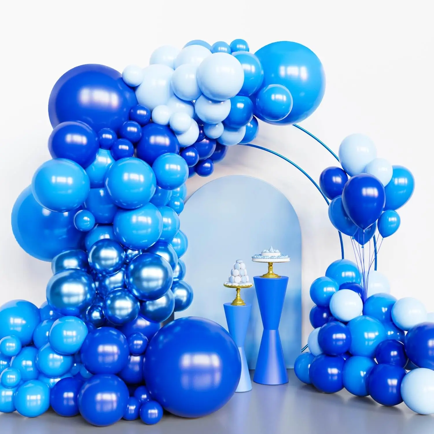 Blue Balloon Arch Kit, 134 count Royal Blue Party Balloons, 4 Sizes Blue Latex Balloons for  Shower,Birthday,Baseball Party Decorations