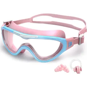 Swim Goggles for  6-14, Anti-Fog & UV400 Lens, Comfortable  Design, Includes Nose Clip & Earplugs