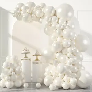 153Pcs Pearl White Balloon Arch Kit Elegant White Balloons for Weddings, Showers, and Parties