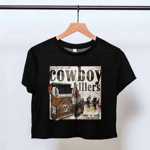 Cowboy Killers Crop Top, Y2K  , Western Graphic Tee