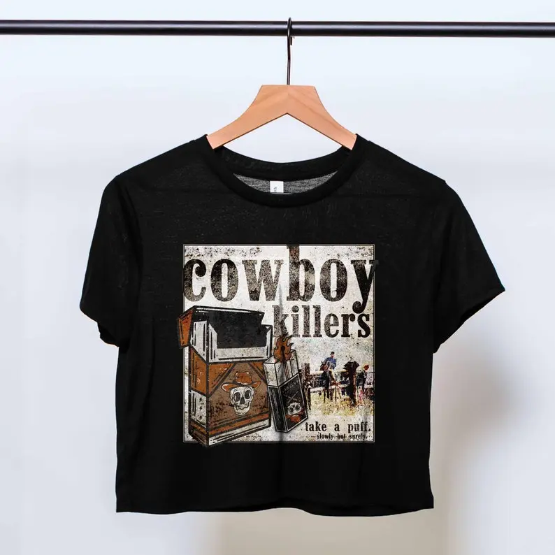 Cowboy Killers Crop Top, Y2K  , Western Graphic Tee