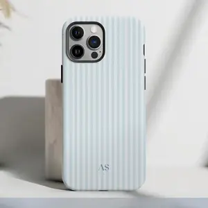 Personalized Blue Phone Case iPhone 17 Pro Max Plus Air/16/15/14/13/12/11 Aesthetic Striped Phone Case Summer Coastal Phone Case Preppy Phonecase Blue Beachy