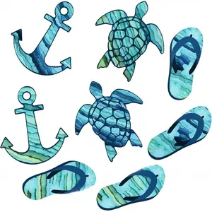 8 Pcs Cruise Door Magnets Decorations Home Decor Blue Turtle Cruise Magnets Flip Flop Anchor Nautical Ship Decorations for Car Refrigerator Decorating Magnet Door Sign Cabin Summer, 5 Inch