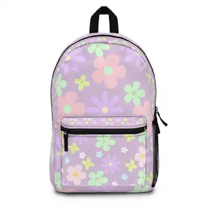 Preppy Pastel Backpack with Zip Closure made of Spun Polyester
