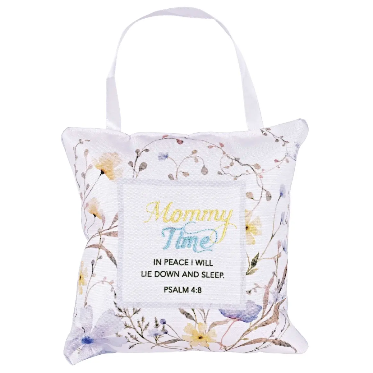360 Stand DP112 6H Size Hanging Door Pillow, Floral "Mommy Time" Design, Lightweight Front Door Decor, Cotton Filling, Polyester Cover Standard Pillow