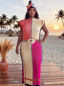 Elegant Animal Print Robe Set, Multicolor Shawl Dress + Long Headscarf Hairband, Women's Beach Sun Protection Swimwear Cover Up Satin Scarf