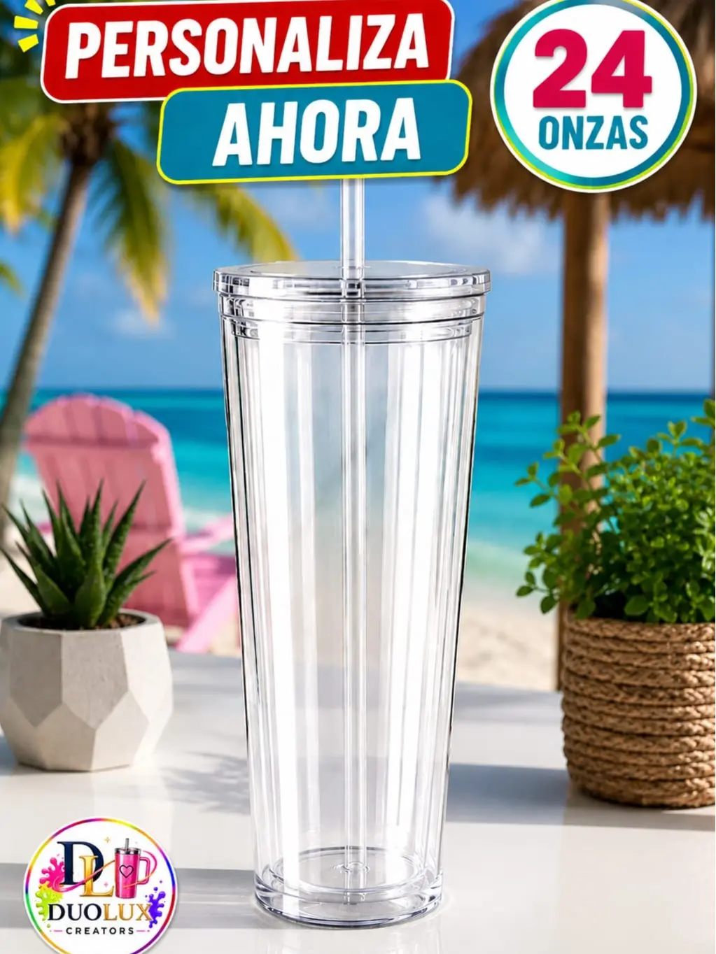 PERSONALIZE NOW-24oz Custom Acrylic Snow Globe Tumbler with Lid & Straw – Personalized Cup
