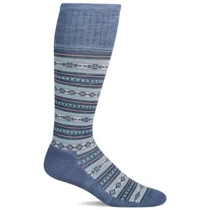 Sockwell Women’s Southwest Stripe Knee High | Firm Graduated Compression Socks - Bluestone