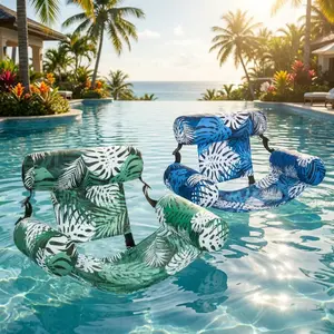 Summer Pool Float Set for Adults, 2-Pack Inflatable Hammock Lounger with Backrest, Comfortable Water Lounging Chair for Outdoor Parties & Relaxation