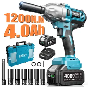 Upgraded 1200N.m(885ft-lbs) Brushless Impact Wrench 1/2", Seesii Cordless Impact Wrench with One Battery, Six Sockets, Quick-Change Chuck- Heavy Duty Power Tool for Professional Mechanics & DIY Enthusiasts, Black Friday Deals