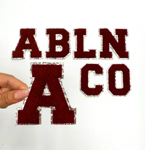 Maroon Silver Chenille Letter Patch Maroon Silver Chenille Letter Patch