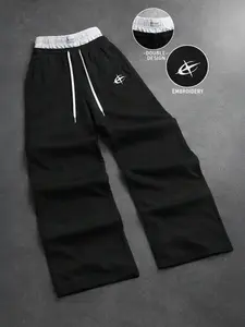 Wide Leg Sweatpants Straight Leg Jogger Pants Drawstring Double Waist Design Open Hem Comfortable Embroidered Logo Casual Lounge Streetwear Minimal Clean Fit Daily Wear Weekend Outfit Athletic Style Easy Styling