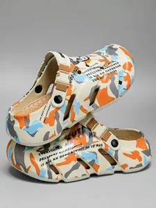 Men's Trendy Graffiti EVA Clogs: Breathable Comfort, Anti-Slip Wear-Resistant, Shock-Absorbing Pressure-Relief. Graffiti Print, Hollow Out Holes, Anti-Slip Tread Outsole. For Daily Casual Users – Daily Outings & Shopping!