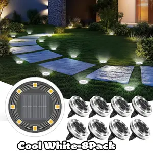 8 Pack Solar Ground Mini Lights Outdoor Waterproof, Solar Powered Pathway Lights, Landscape Lighting for Garden Walkway Driveway Backyard Decor (Cool/Warm White)