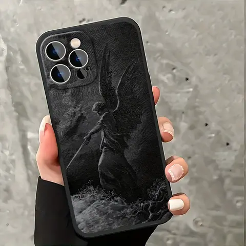 Compatible with iPhone 17 16 Pro Max 15 Plus 14 13 12 11  Air X XR Unique Warrior Angel Darkness Aesthetic Pattern Rugged Durable shockproof Anti-Scratch soft Silicone case Gift For Girls and Women Decoration Cover