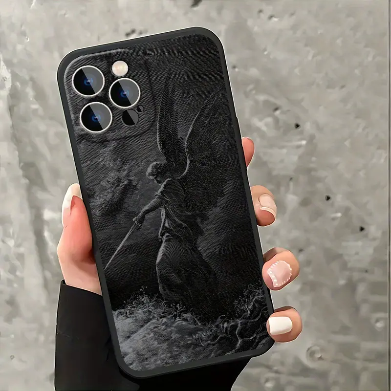Compatible with iPhone 17 16 Pro Max 15 Plus 14 13 12 11  Air X XR Unique Warrior Angel Darkness Aesthetic Pattern Rugged Durable shockproof Anti-Scratch soft Silicone case Gift For Girls and Women Decoration Cover