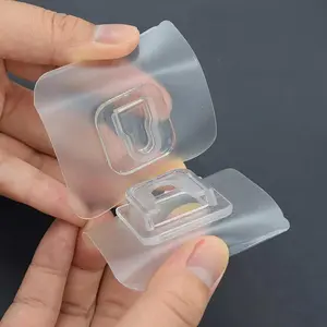 10 Pairs Clear Double-Sided Adhesive Wall Hooks - Mounted Door Hanger Kit - No Drill Sticker Hangers with Suction Cup for Bathroom, Kitchen