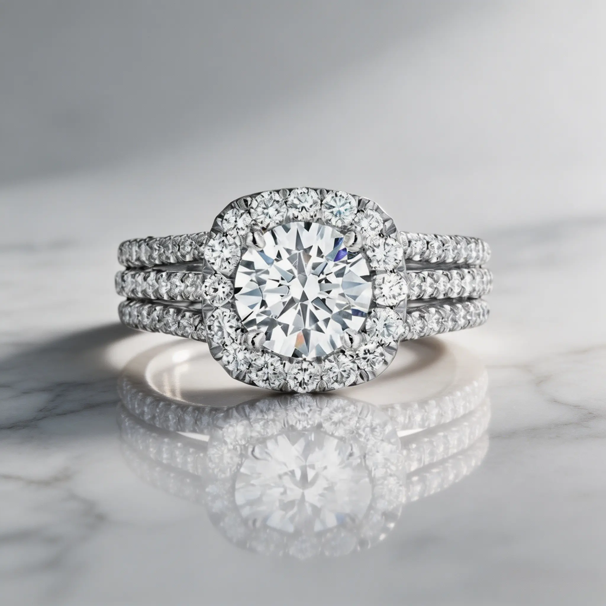Rings for Women Promise Rings Full Pavé Three Row Design Gold Silver Lightweight Everyday