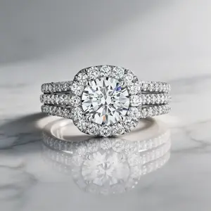 Rings for Women Promise Rings Full Pavé Three Row Design Gold Silver Lightweight Everyday
