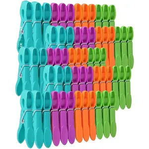 60 Pack Colorful Plastic Clothes Pins, Grip Laundry Clips,Non-Slip Washing Line Clips for Indoor & Outdoor Use,Durable and Lightweight