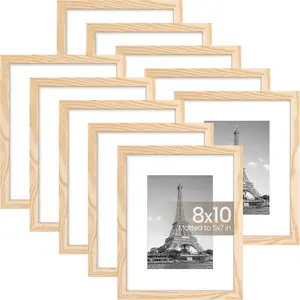 upsimples 5x7 Picture Frame Set of 10, Display Pictures 4x6 with Mat or 5x7 Without, Multi Photo Frames Collage for Wall or Tabletop Display, Black