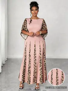 Plus Size Dress, Fashionable and Elegant Leopard Print Plus Size Dress, Stylish and Comfortable Clothing for Women