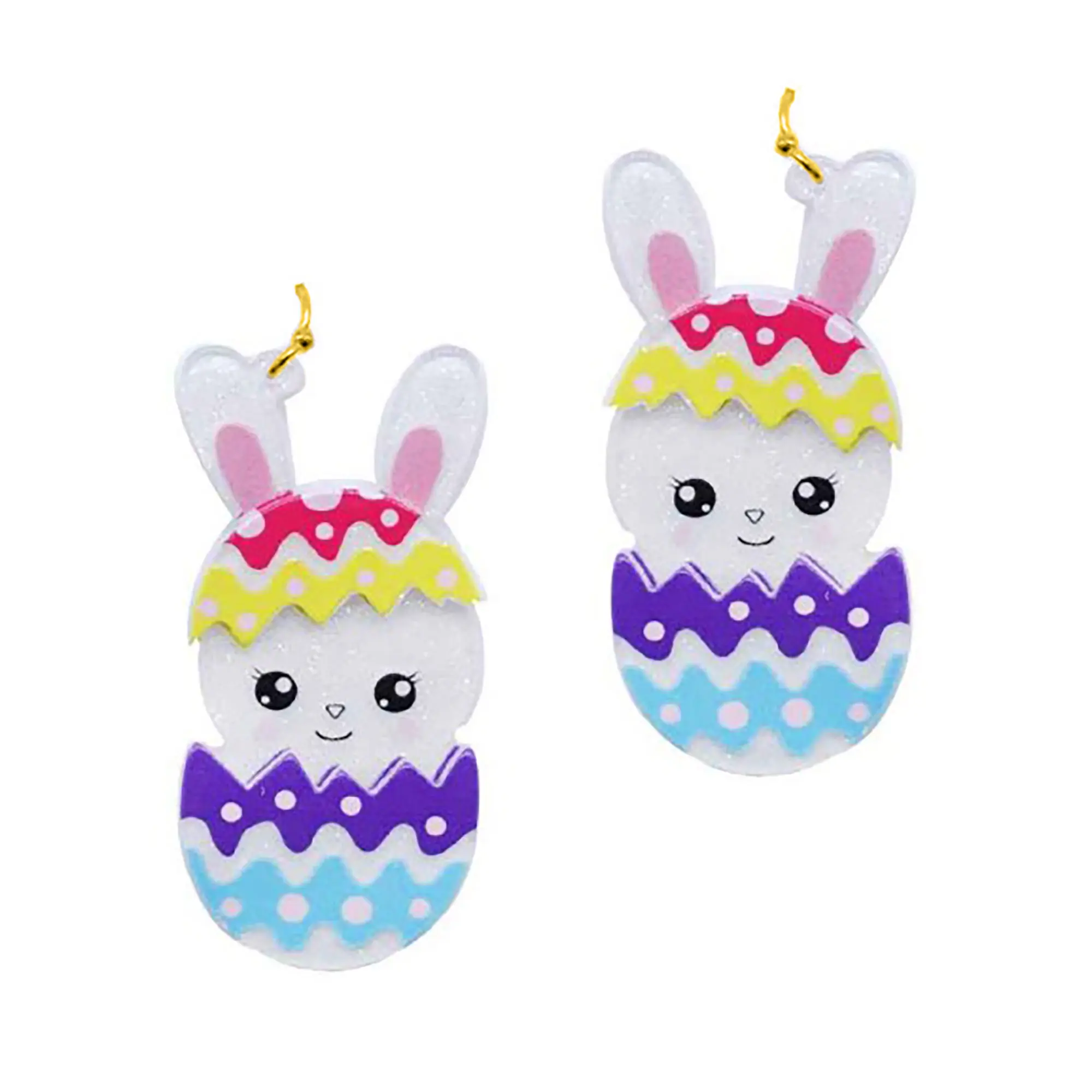 Blue Box Boutique Inc Acrylic Print Easter Bunny in Yellow Red Egg Earrings for Women, Teens | Easter Gift