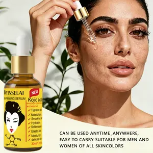 Kojic Acid Firming Facial Serum, Contains Collagen+niacinamide+vitamin C+glutathione, Gentle Skincare, Locks Moisture 48 Hours, Brightening, Non-Greasy, Suitable for Sensitive Skin, Light Coffee Color, Travel Essential