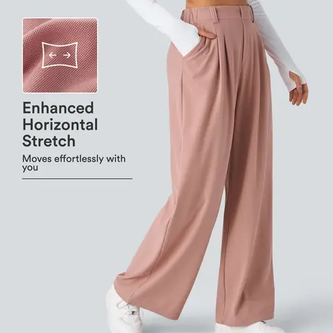 Halara Flex High Waisted Pocket Wide Leg Waffle Work Pants