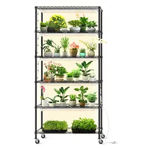 Bstrip DIY Grow Light Shelf with 8 T8 Lights, 70.9" Adjustable Plant Stand with Wheels & 3000K Full Spectrum for Seed Starting