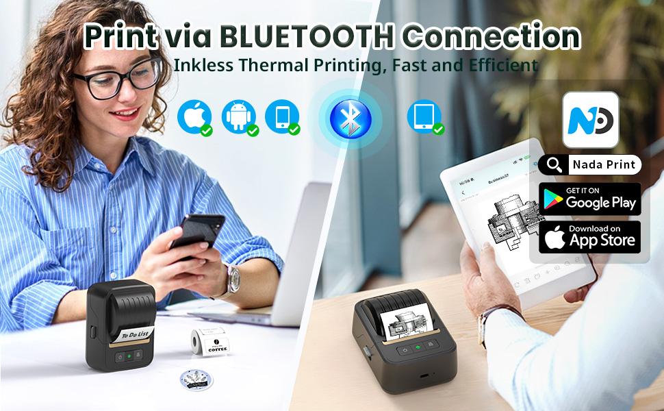 Label Maker Machine with Tape, Wireless Bluetooth Label Maker Sticker Printer for iOS, Android, Windows, Mac, Chromebook, Portable Thermal 2 Inch Label Printer for TT Shop, Etsy, Shopify and Local Small Business, Barcode, Address, Logo, Clothing