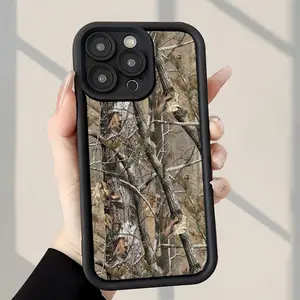 Trendy And Stylish Forest Camouflage Design, Shock-Resistant And Fingerprint-Proof, Offering Complete Protection with a Thick Soft Case for Various Iphone Models Including 7 Through 16 And Their Variants. Cover Protector