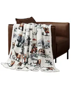 Hiend Accents Unisex Ranch Life Western Toile Campfire Sherpa Throw - Cf2138th-Os-Df