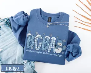 BCBA Winter T-Shirt / Sweatshirt & Hoodie • Behavior Analyst Christmas Snowman Work Sweater • Board Certified Behavioral Analyst Gift • ABA BCBA Group Gift