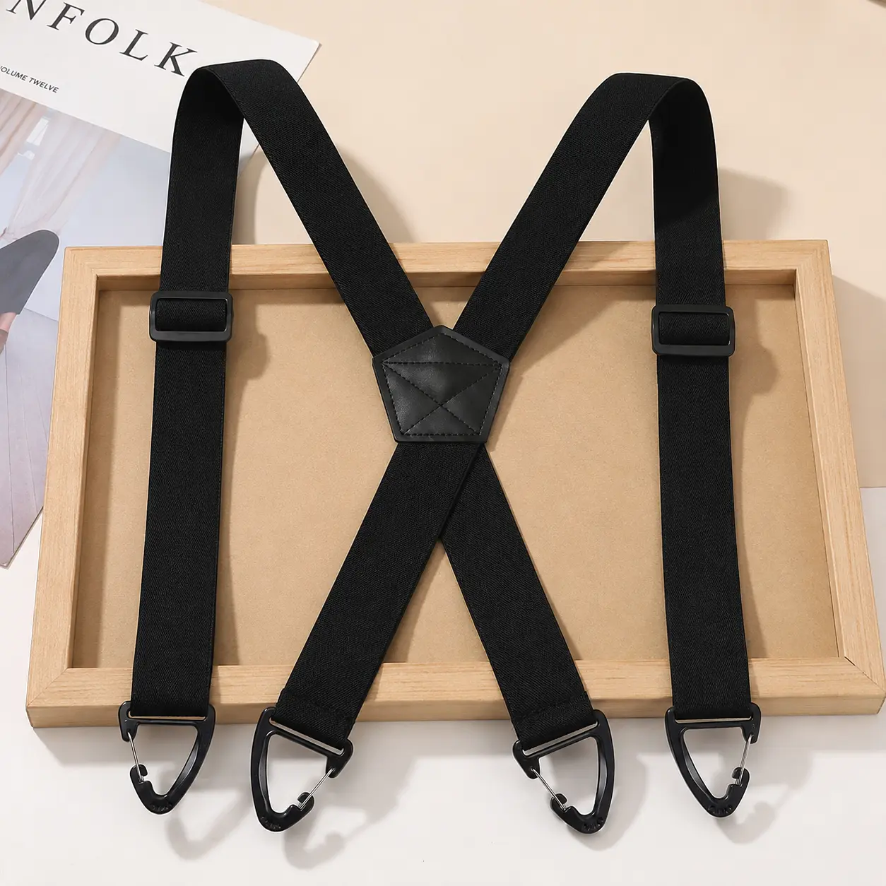 Men's Adjustable X-Back Suspenders - 1.5 in Heavy-Duty Clip-On Elastic Men's Work Accessories for Construction, Gardening, Travel, Work Pants (Sports & Outdoor Accessories)