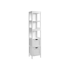 【Deals For You】VASAGLE White Linen Tower with 2 Drawers for Bathroom