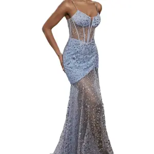 Welcome to the world of glamour and allure with this sensational Fitted glitter printed gown! Showcasing a divine fit and flare silhouette and thin straps, this dress is designed to flatter your silhouette like no other. Womenswear Formal Lady Women