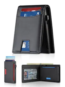 Minimalist Wallet for Men-Men's Slim RFID Blocking Smart Wallets with Money Clip,Metal Aluminum Pop Up Credit Card Holder, Front Pocket Thin Wallet,Birthday Anniversary Gifts for Mens