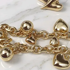 Yudy & Sussy 14K Gold Plated Heart Jewelry Set – Elegant Earrings & Bracelet, Tarnish-Free Stainless Steel