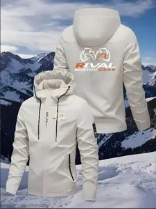 Men's Rival Hooded Jacket with Detachable Hat and Full Zipper, Lightweight Windproof Polyester, Ideal for Fitness and Outdoor Activities