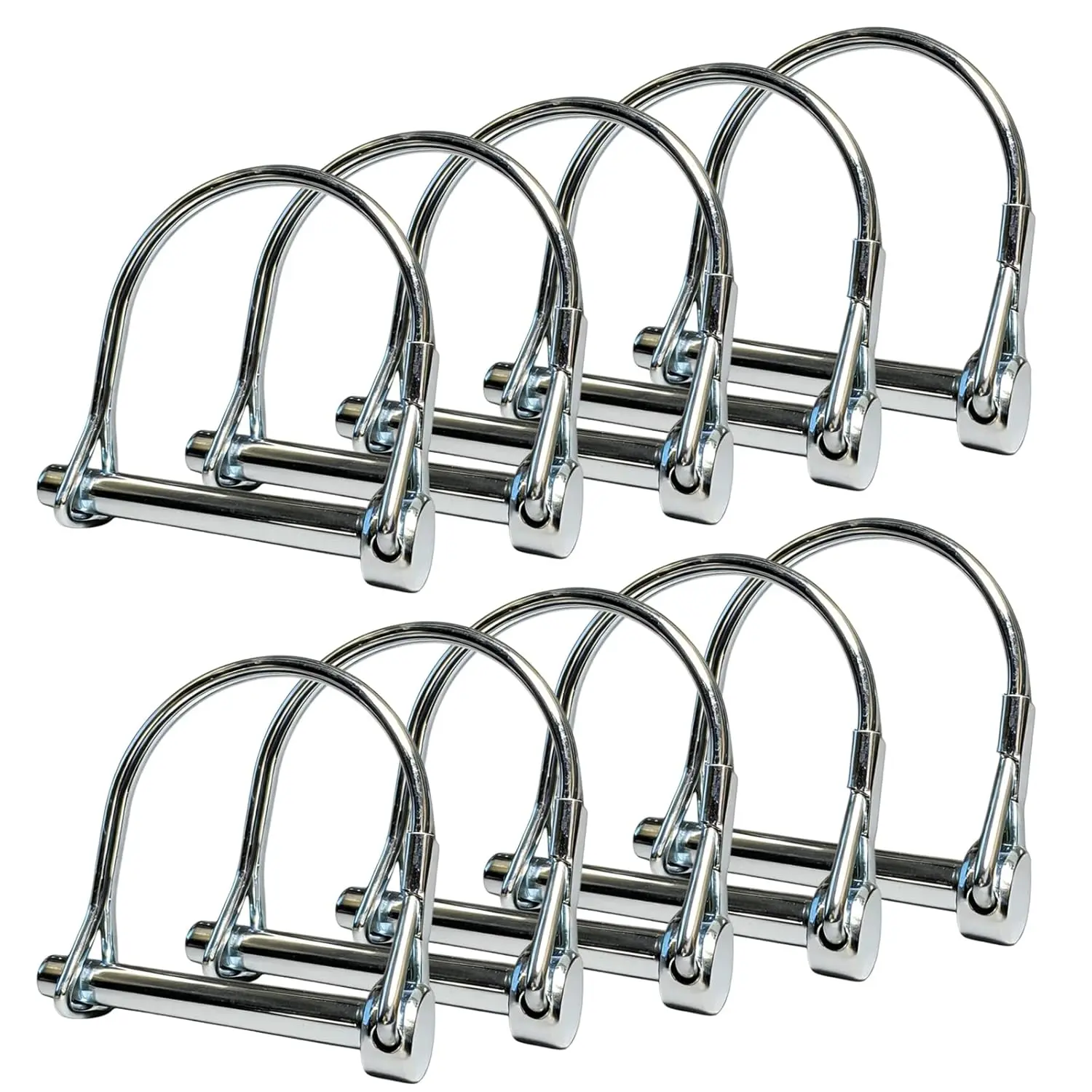 10 Pack, NRJSSCC Trailer Coupler Pin and Locking Pin,Trailer Hitch Pin| 2-1/8"x1/4" Duty Shaft Locking and Wire Lock Pins, Pins for Farm Trailers, Towing, Lawn, Carbon