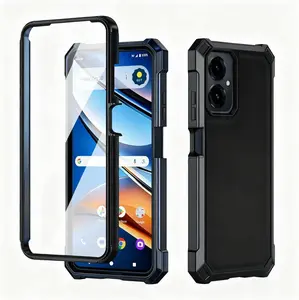 for Cricket iCon 2026 Phone Case/ATT Propel 3 5G Phone Case with Screen Protector,[Front Silicone Bumper+Frosted PC Back] Full Body Protection with Military Grade Shockproof Corner Bumper Black