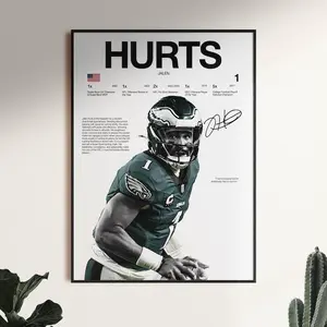 Jalen Hurts Poster, Football Quarterback Wall Art, Sports Print, Gift for Fans, Room Decor Artwork (Frame Not Included)