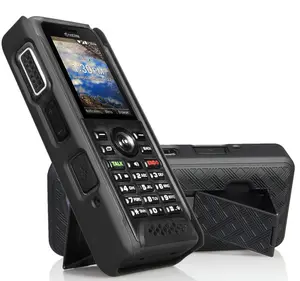 Nakedcellphone Case compatible with Kyocera DuraTR Phone, [Black Tread] Slim Ribbed Kickstand Hard Cover View Stand for DURA TR E4750