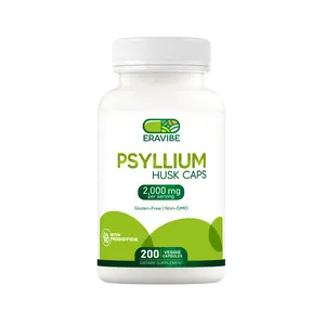 EraVibe Psyllium Husk Capsules with Probiotics 2000mg per Serving 200 Veggie Capsules Healthcare Fiber Supplement Gluten-Free Non-GMO