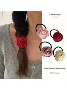 5 pieces of rose flower hair rings, with a niche design style, decorated with three-dimensional rose flowers and soft rubber bands. The elasticity is moderate and does not harm hair, and the details are exquisite and romantic. Suitable for young women to
