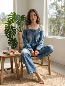 Womens Sexy Off The Shoulder Denim Jumpsuit Wide Leg Overalls with Pockets Y2K Streetwear Suspender Romper Baddie Fashion Baggy Jeans One Piece Casual Summer Festival Wear Effortless Chic 2026 Outfit Womenswear